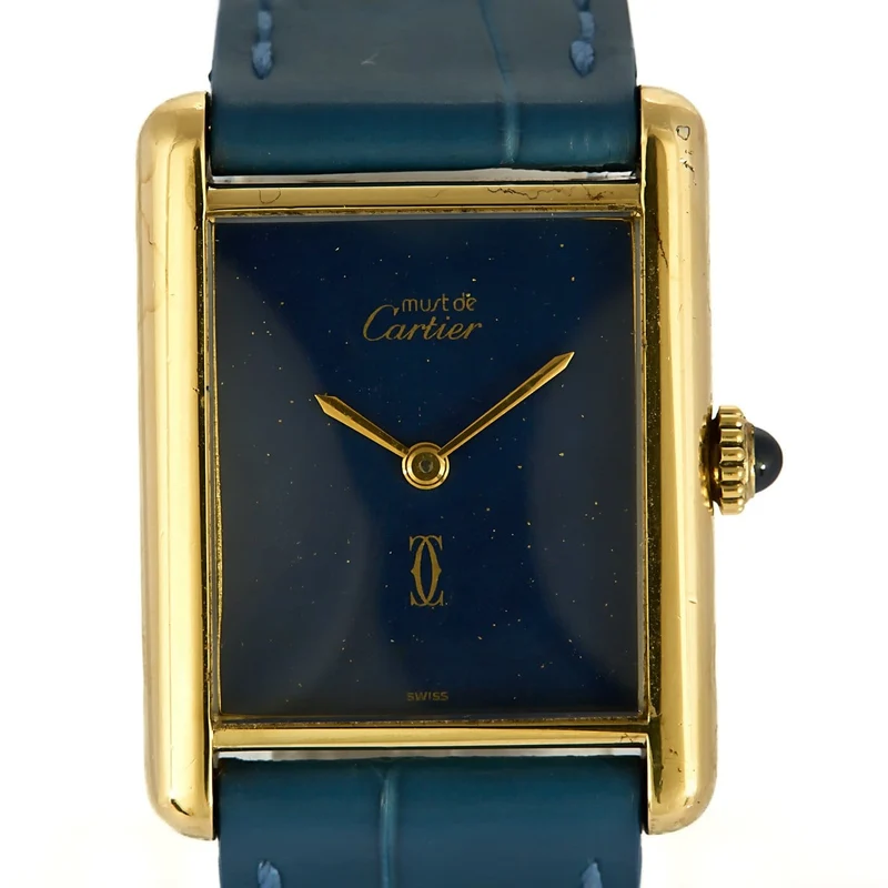Cartier Tank Must - Watch in silver gold-plated with blue dial