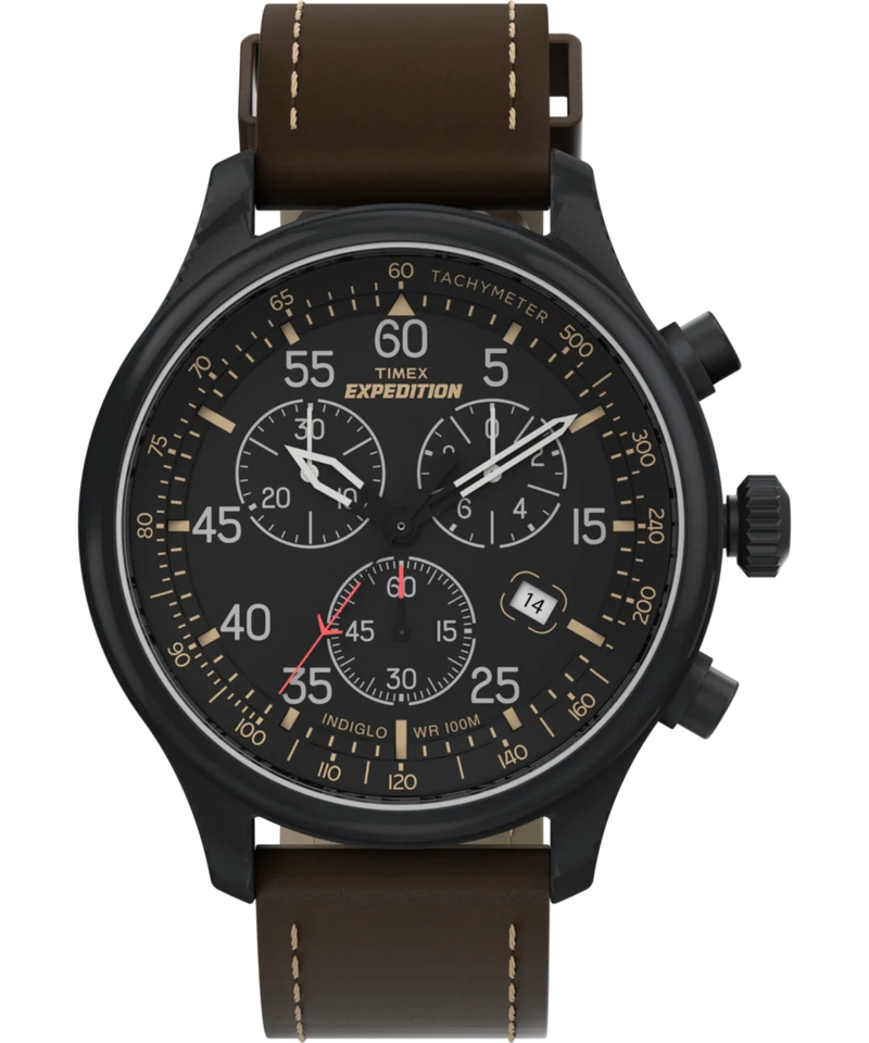 Expedition Field Chronograph 43mm Leather Watch