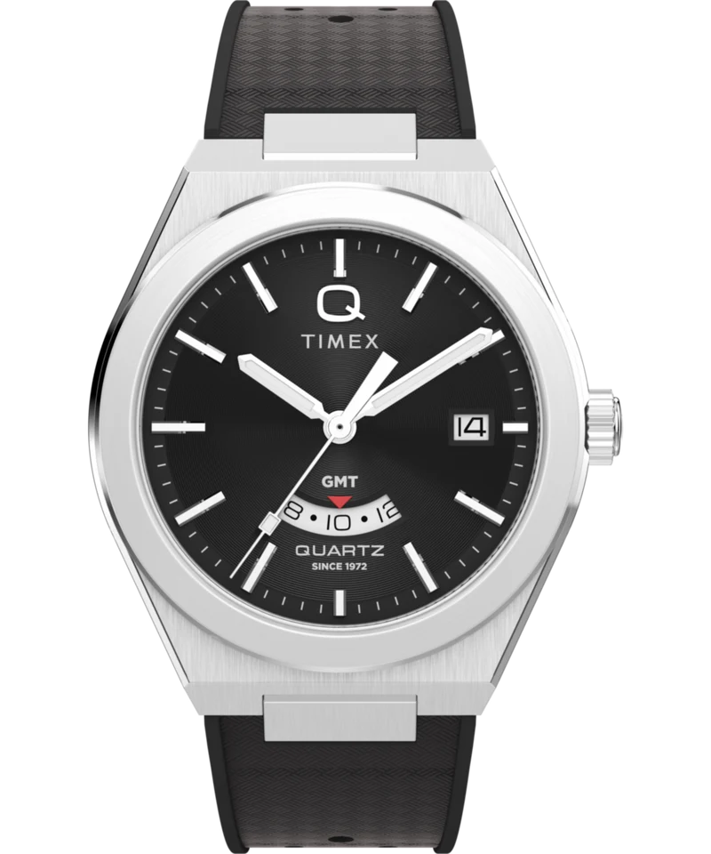 Q Timex Continental GMT 39mm Synthetic Rubber Watch