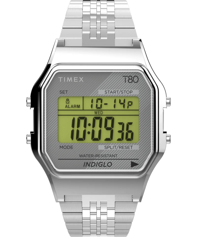 Timex T80 34mm Stainless Steel Bracelet Watch