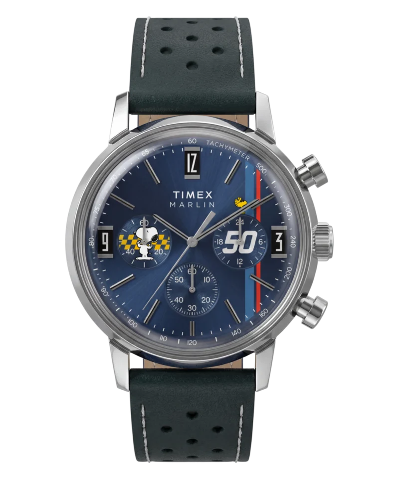 Peanuts® x Timex Marlin® Chronograph 40mm Leather Strap Watch