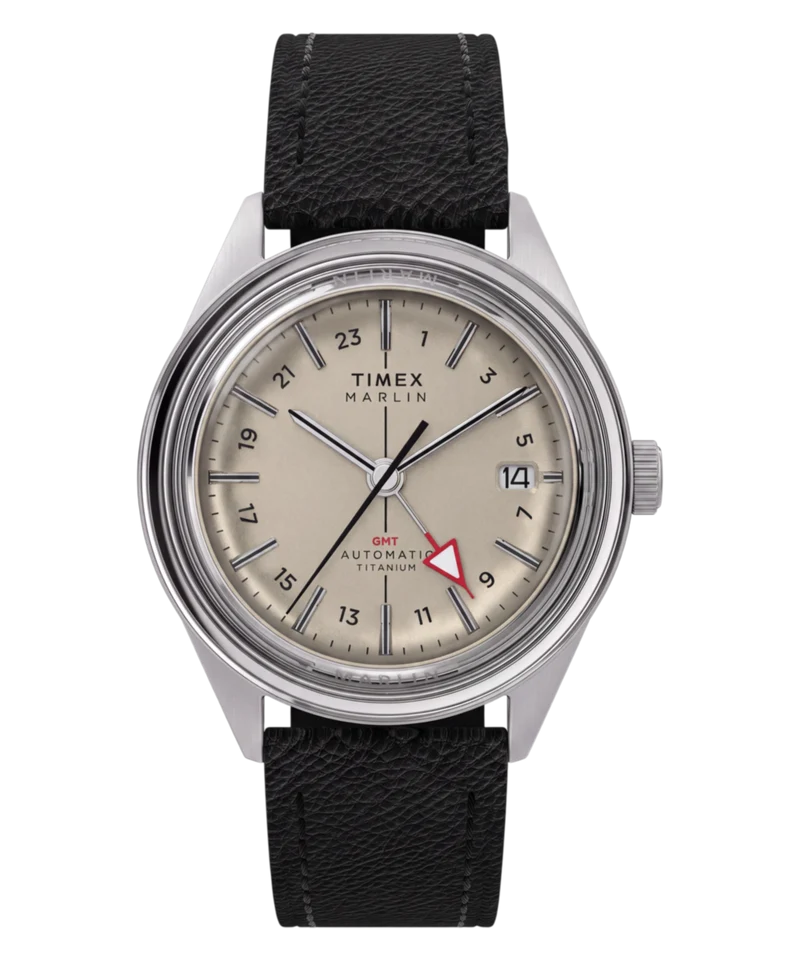 Marlin® Jet Titanium Automatic GMT 40mm Leather Strap Watch