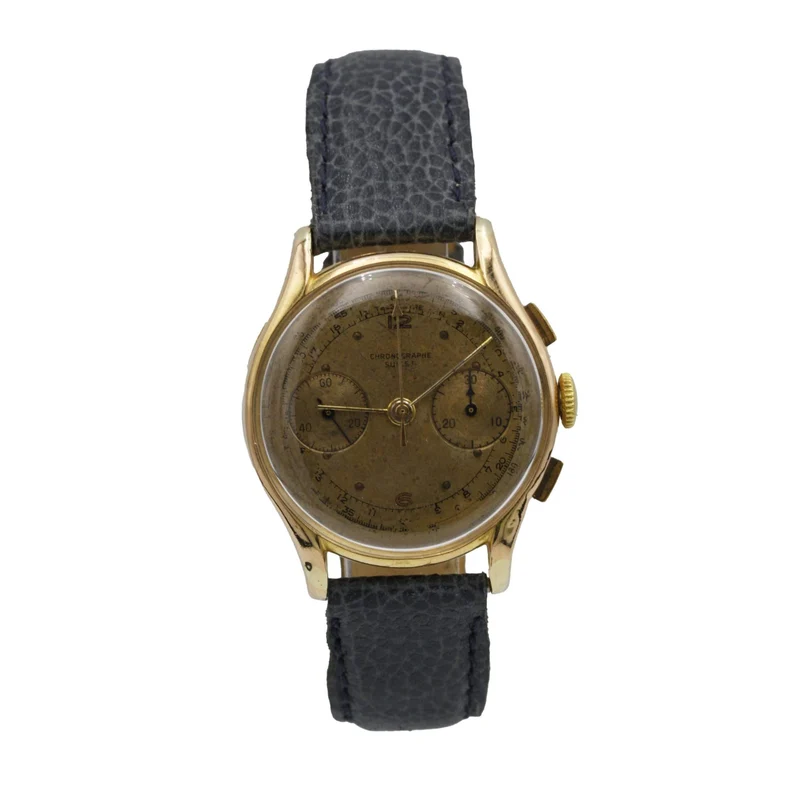 Swiss yellow gold chronograph watch