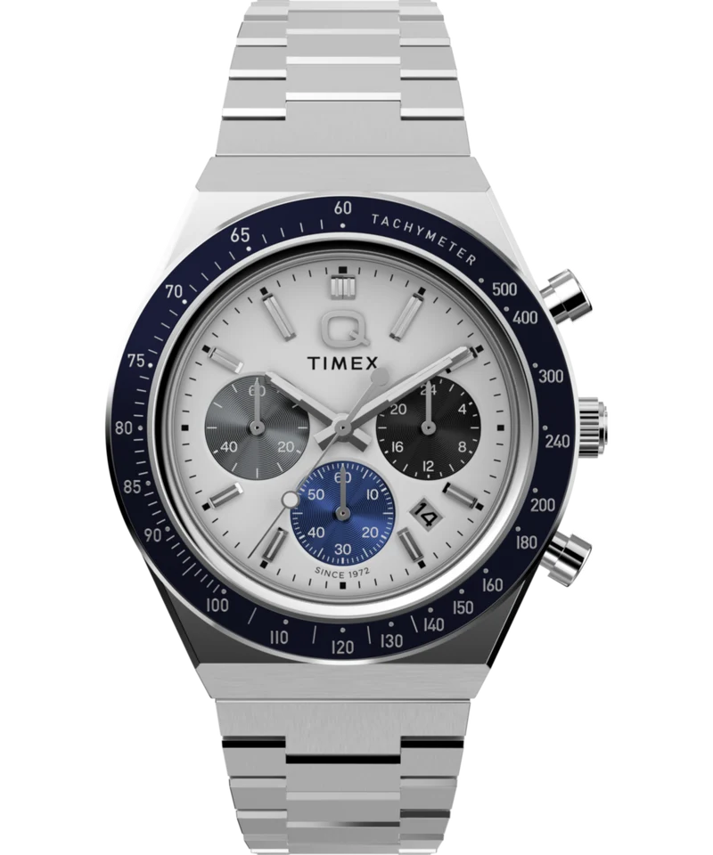 Q Timex® Chronograph 40mm Stainless Steel Bracelet Watch