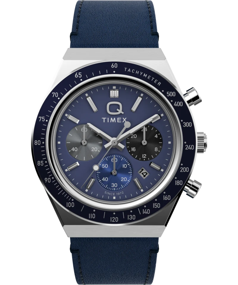 Q Timex® Chronograph 40mm Leather Strap Watch