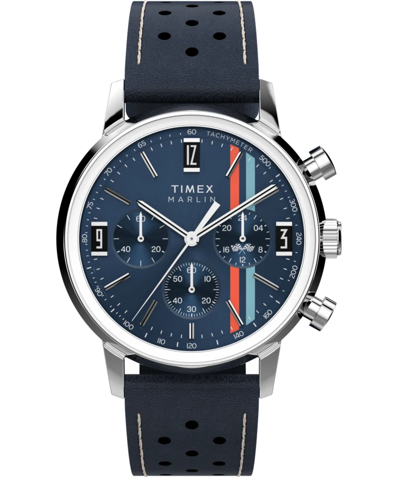 Marlin® Chronograph Tachymeter 40mm Leather Strap Watch