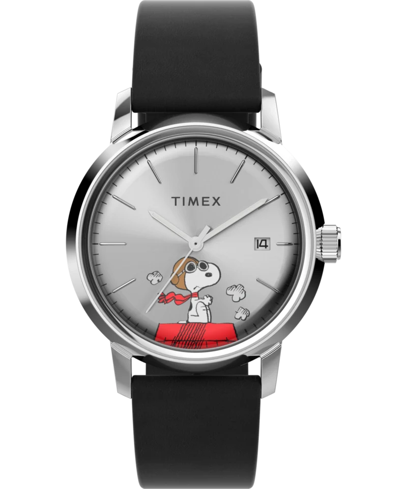 Peanuts® x Timex Marlin® Automatic Snoopy Flying Ace 40mm Leather Strap Watch