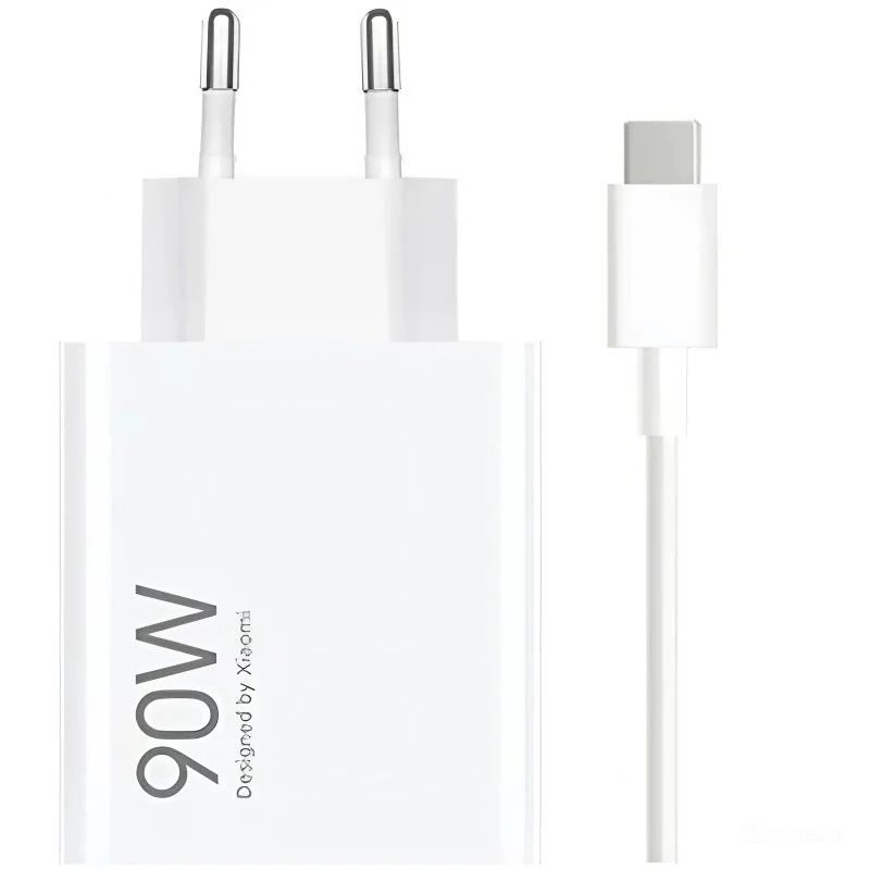 Cargador de Pared Xiaomi 90W HyperCharge Tipo-A USB + Cable USB-C Blanco, 1 Puerto