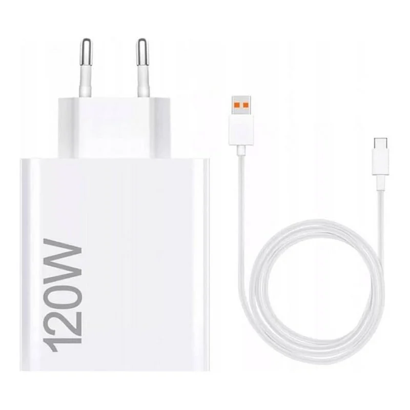 Cargador de Pared Xiaomi 120W HyperCharge Tipo-A USB + Cable USB-C Blanco, 1 Puerto