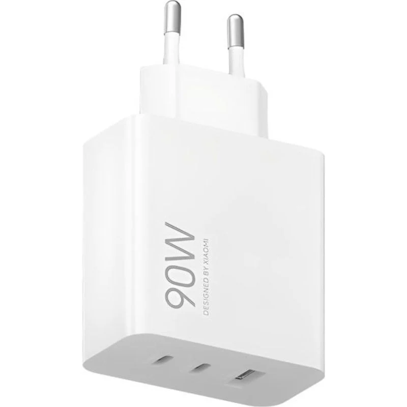 Cargador de Pared GaN Xiaomi 90W HyperCharge Power Adapter 2xUSB Tipo-C 1xUSB