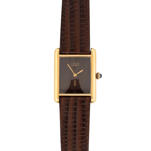 Cartier - Watch Tank Must silver-gilt tiger's eye