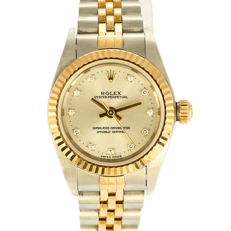 Rolex - Oyster Perpetual Lady watch in yellow gold, steel and diamonds