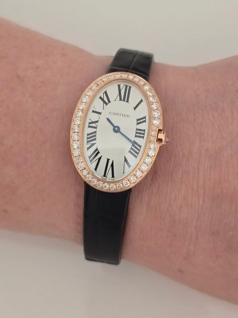 Cartier baignoire - Rose gold and diamond watch