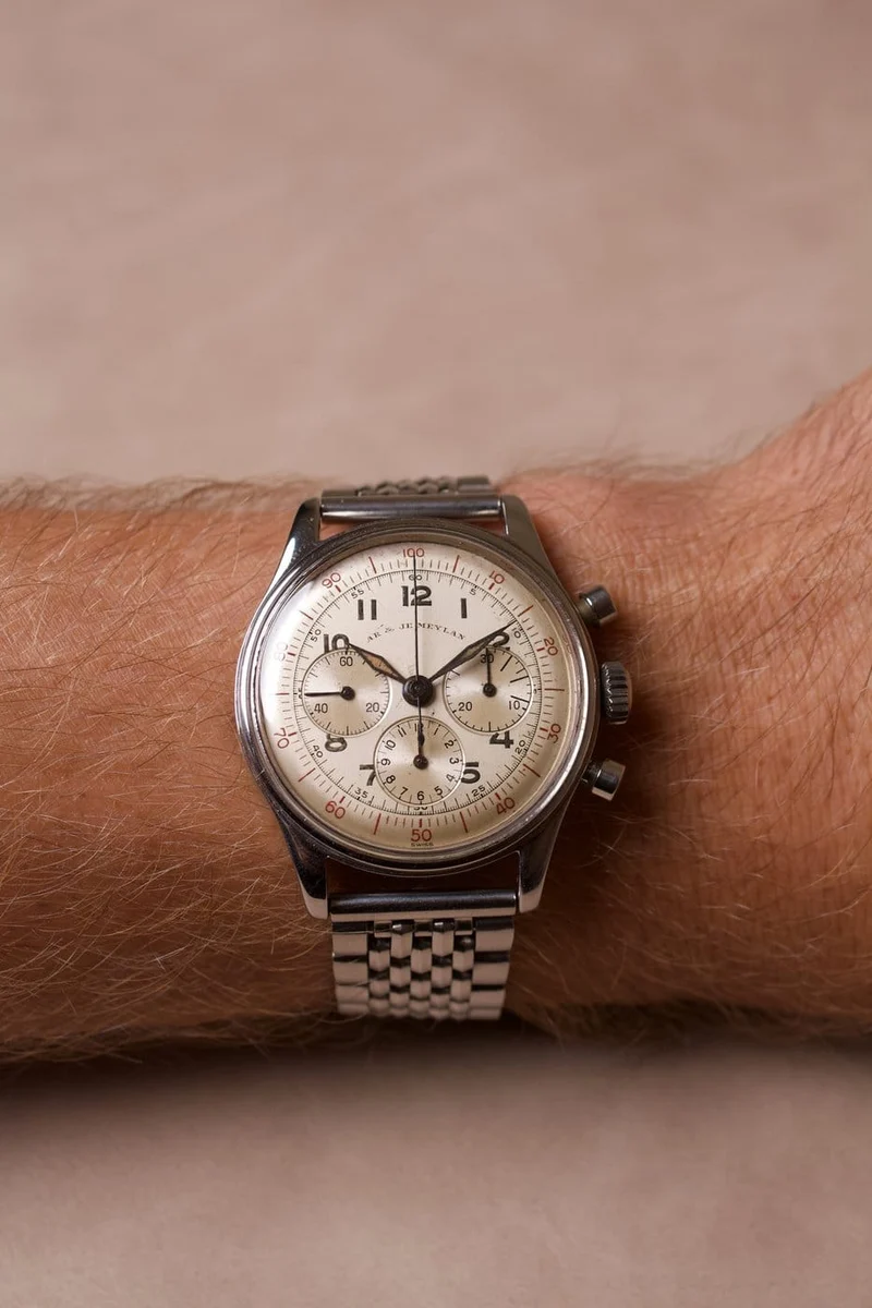 AR & JE Meylan - Steel chronograph watch