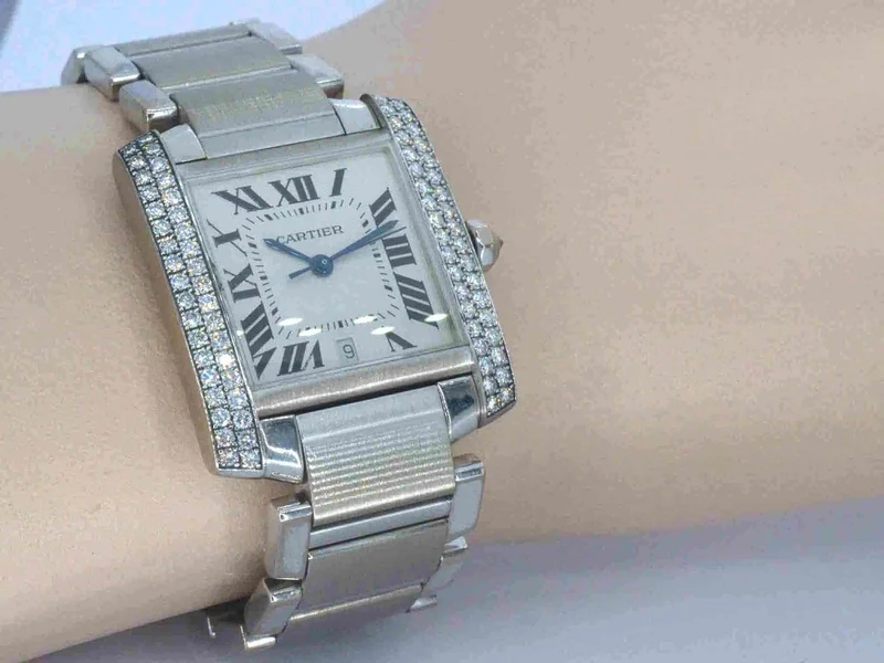Cartier Tank Française - White gold and diamond watch