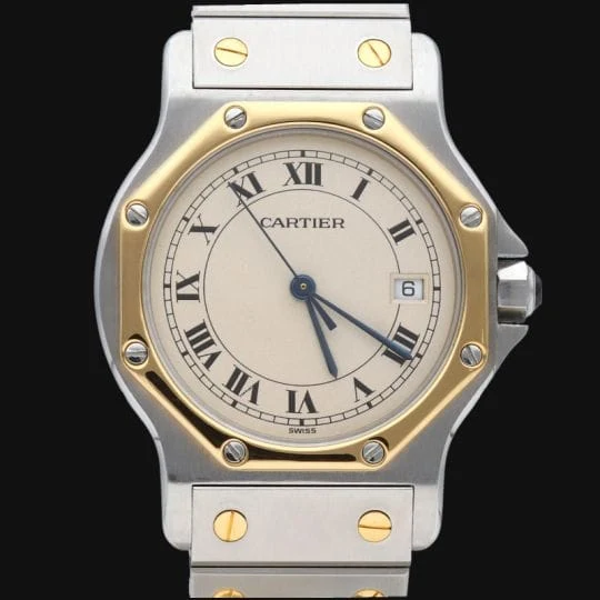 Cartier - Santos Round watch in steel and yellow gold