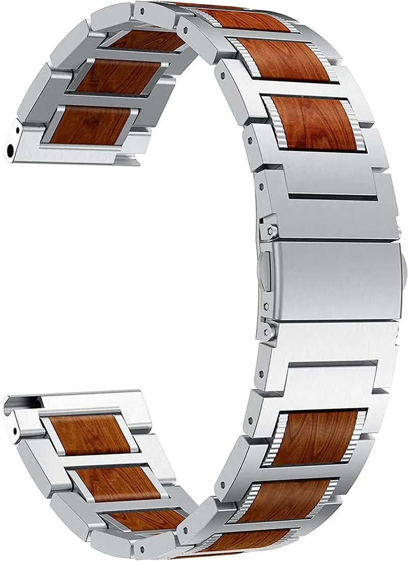 Correa madera/acero Motorola Moto Watch Ultra (plata)