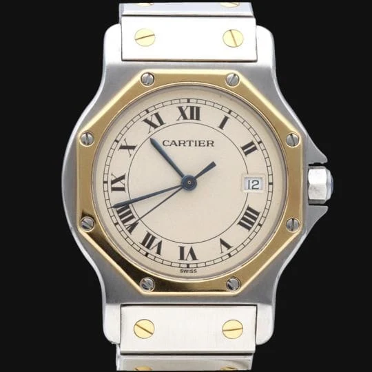 Cartier - Santos Round watch in steel and yellow gold