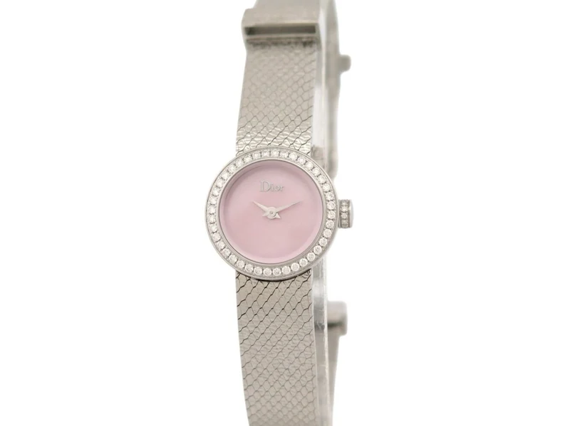 Dior La Mini D Satiné - 19 mm watch in steel and diamonds
