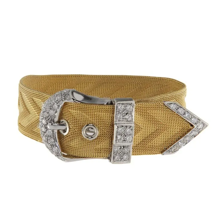 Yellow and white gold belt bracelet with 2.50 ct diamonds