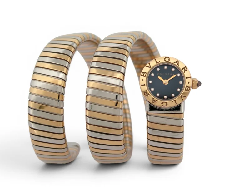 Bulgari Tubogas - 18K yellow gold and steel triple-wrap watch