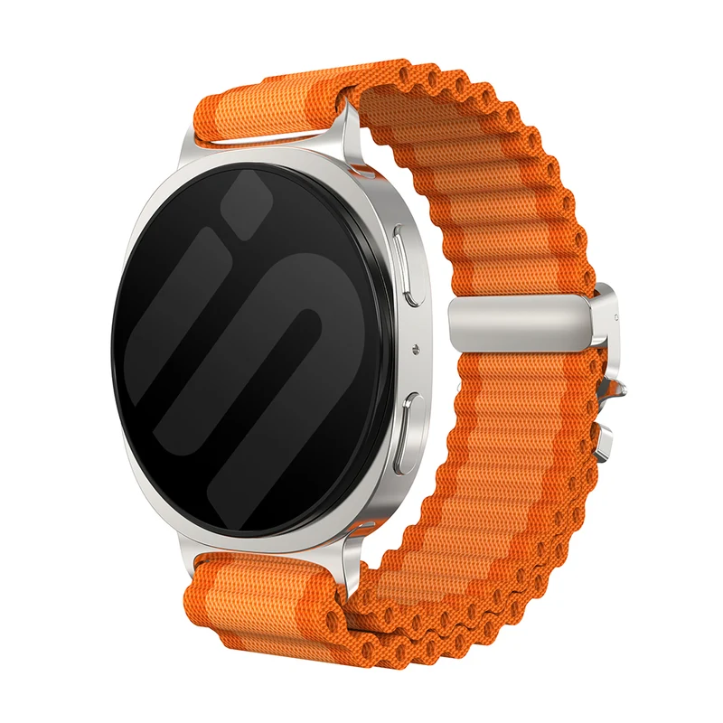 Correa nylon Outdoor con hebilla-P Samsung Galaxy Watch 9 - 44mm (naranja/plata)
