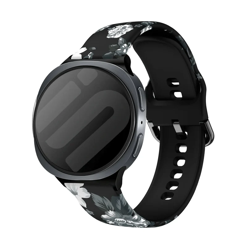 Correa silicona estampado Samsung Galaxy Watch 9 - 40mm (flor gris)