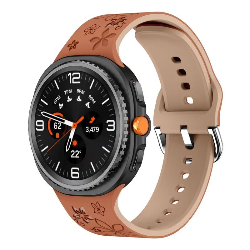 Correa silicona con flores Samsung Galaxy Watch 9 - 40mm (marrón/beige)