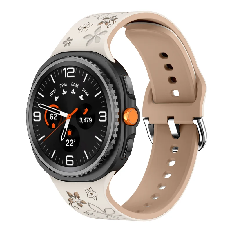 Correa silicona con flores Samsung Galaxy Watch 9 - 40mm (blanco estrella/beige)