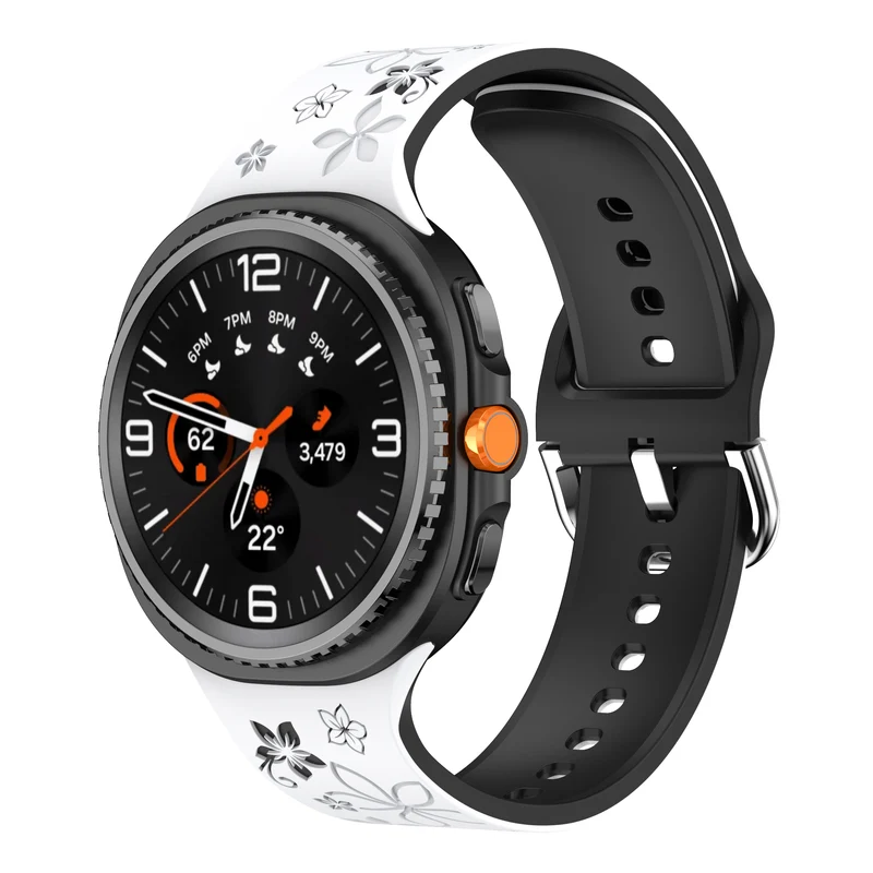Correa silicona con flores Samsung Galaxy Watch 9 - 44mm (negro/blanco)