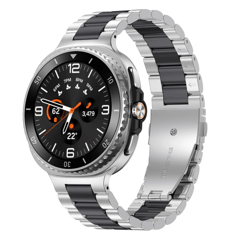 Correa acero Samsung Galaxy Watch 9 - 40mm (plata/negro)