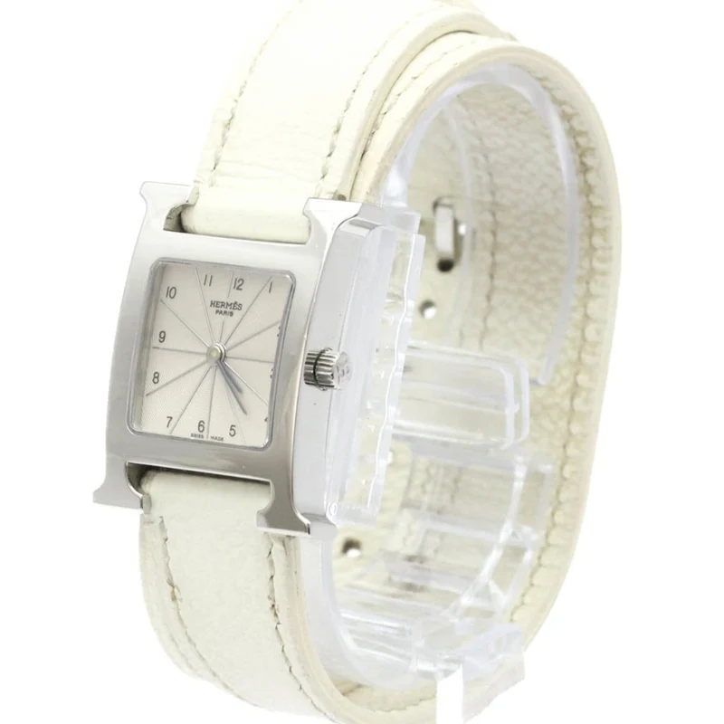 Hermès H Hour - Double-wrap watch in steel and leather