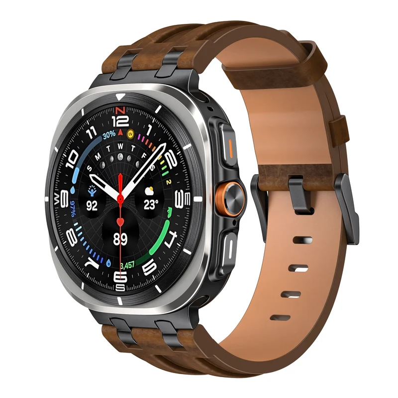 Correa cuero sólida Samsung Galaxy Watch Ultra 2 (marrón oscuro)
