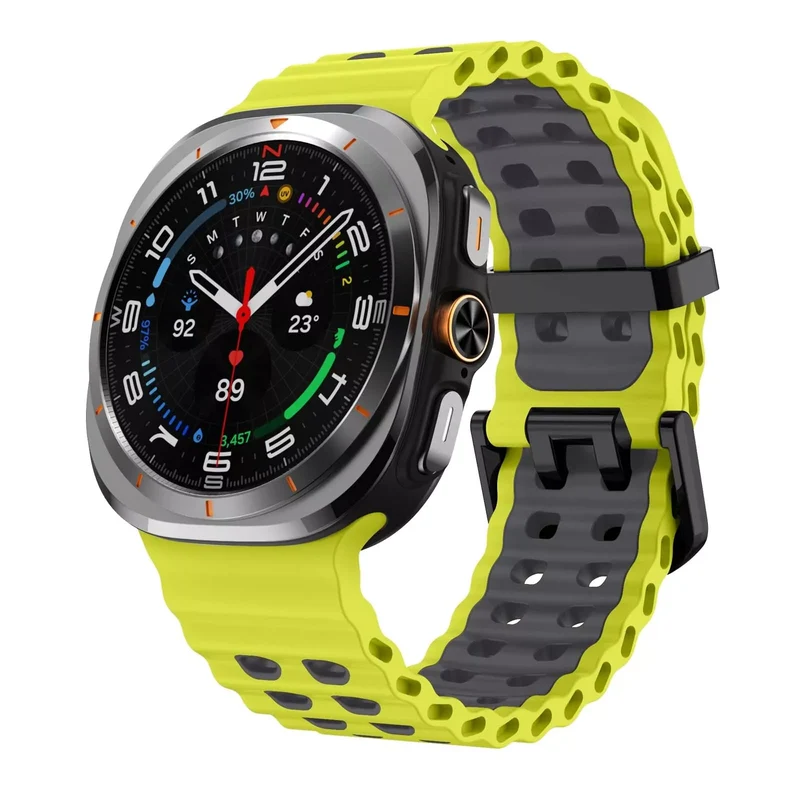 Correa silicona ondulada duo Samsung Galaxy Watch Ultra 2 (lima/gris oscuro)