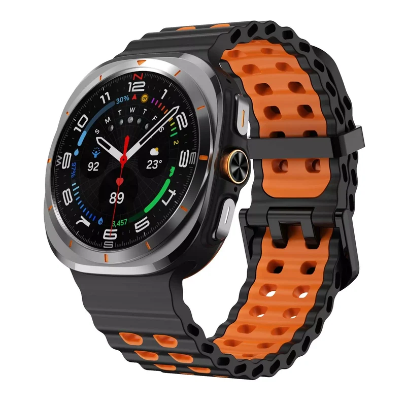 Correa silicona ondulada duo Samsung Galaxy Watch Ultra 2 (negro/naranja)