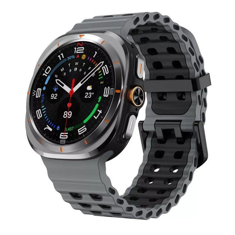Correa silicona ondulada duo Samsung Galaxy Watch Ultra 2 (gris oscuro/negro)