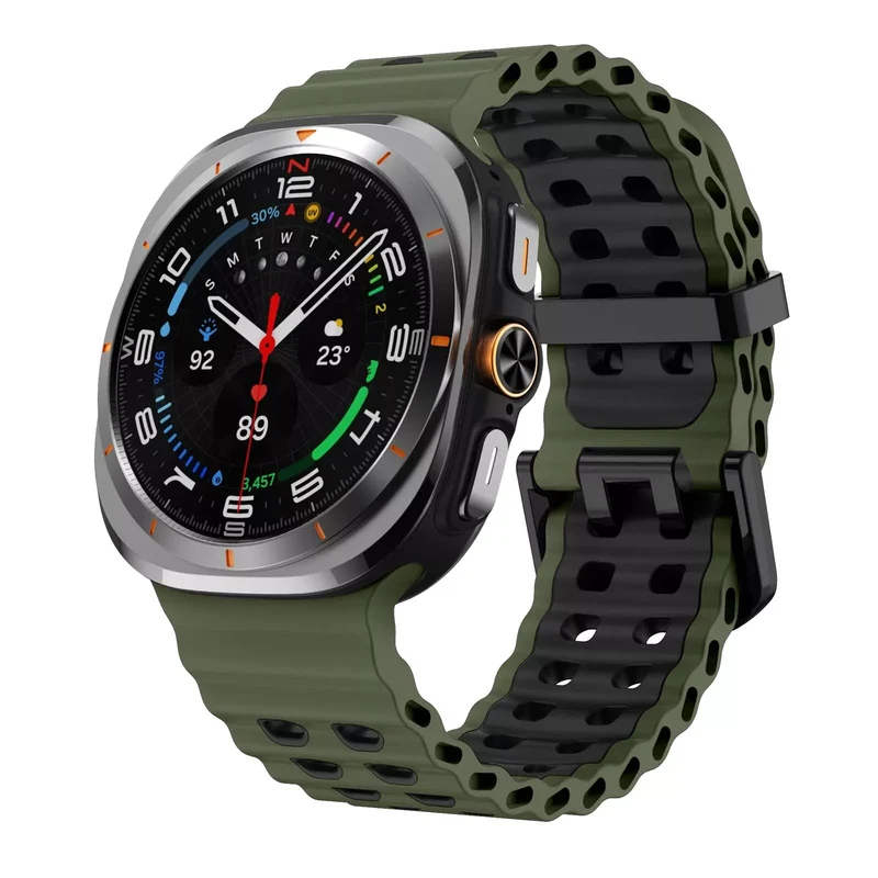 Correa silicona ondulada duo Samsung Galaxy Watch Ultra 2 (verde oliva/negro)