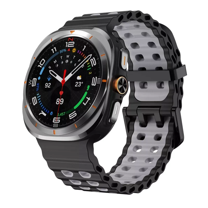 Correa silicona ondulada duo Samsung Galaxy Watch Ultra 2 (negro/gris)
