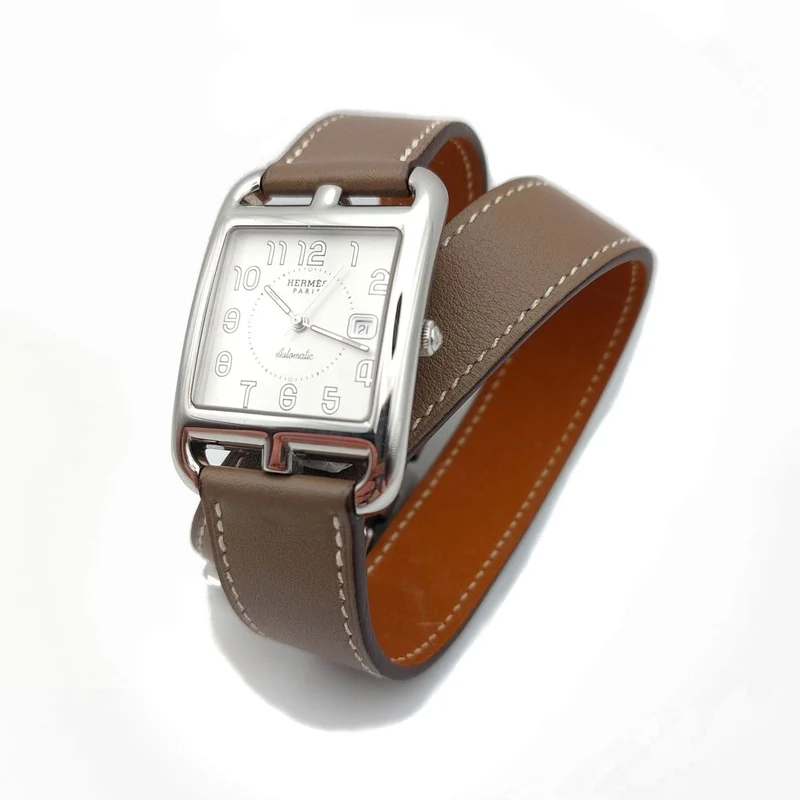 Hermès Cape Cod - Large Model watch in steel and Swift calfskin