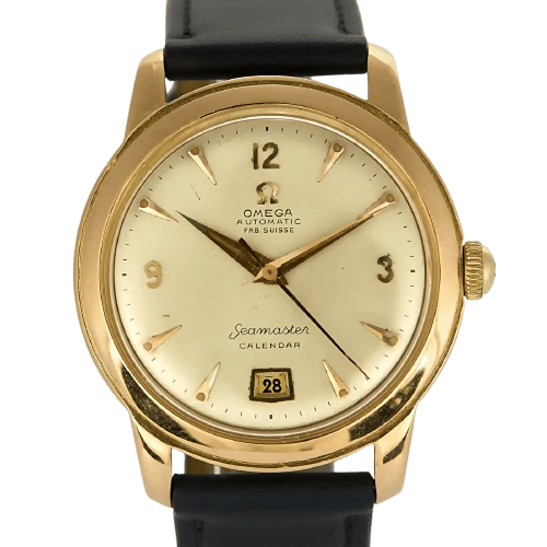 Omega Seamaster Calendar - 18K rose gold watch, silver dial
