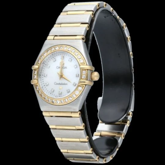Omega Constellation - Mini quartz watch in yellow gold, steel and diamonds