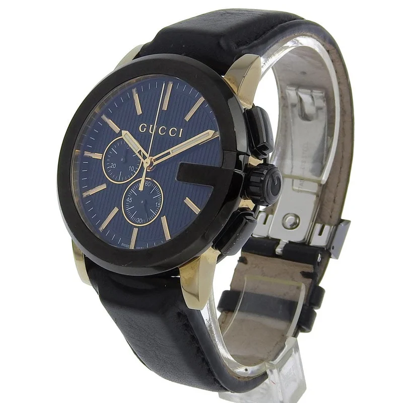 Gucci 101G - Quartz chronograph watch in stainless steel and Guccissima leather
