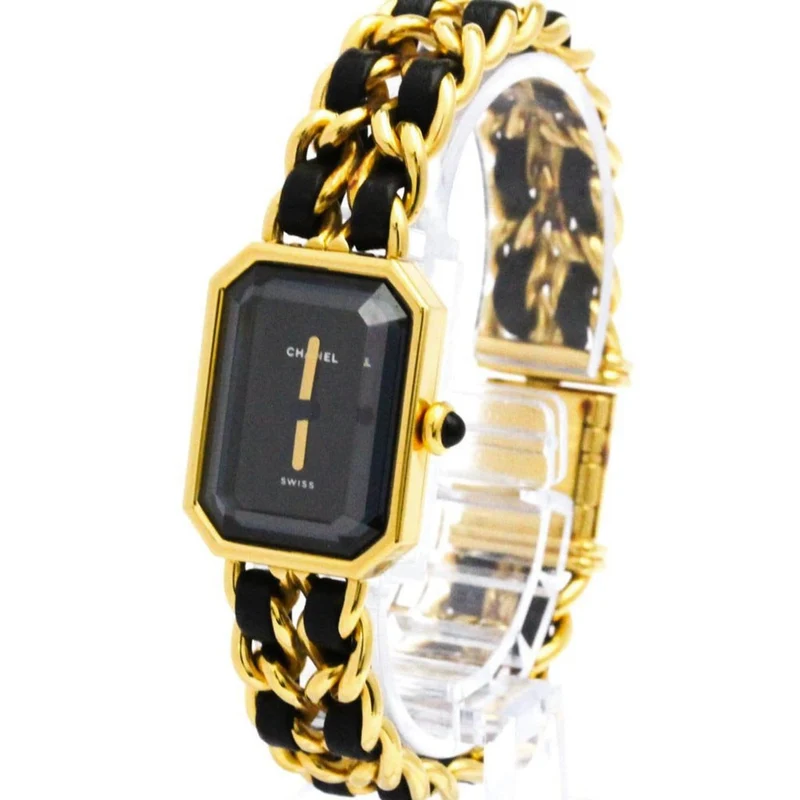 Chanel Première Rock - Quartz watch in gold-plated metal and leather