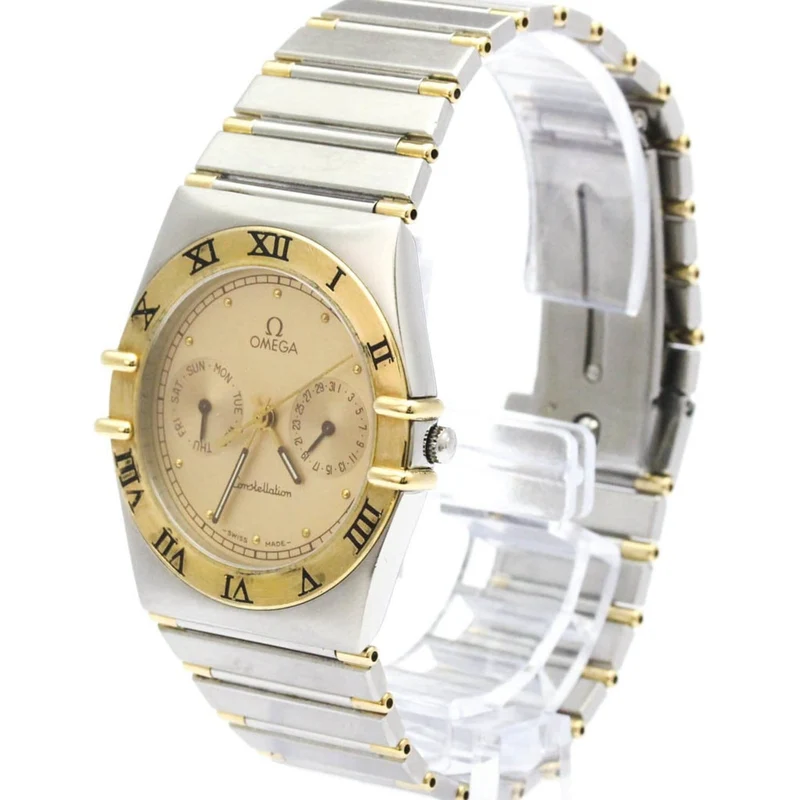 Omega Constellation Quartz Watch in Stainless Steel and Yellow Gold