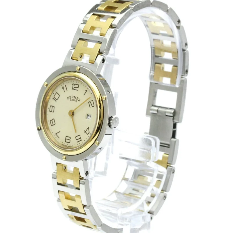 Hermès Clipper - Quartz watch in stainless steel and plated metal