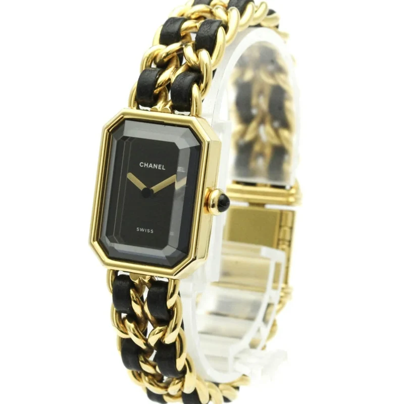 Chanel First Rock - Quartz watch in plated metal and leather