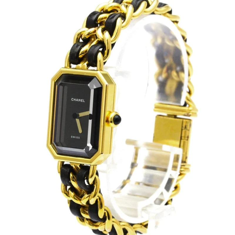 Chanel Première Rock - Quartz watch in gold-plated metal and leather