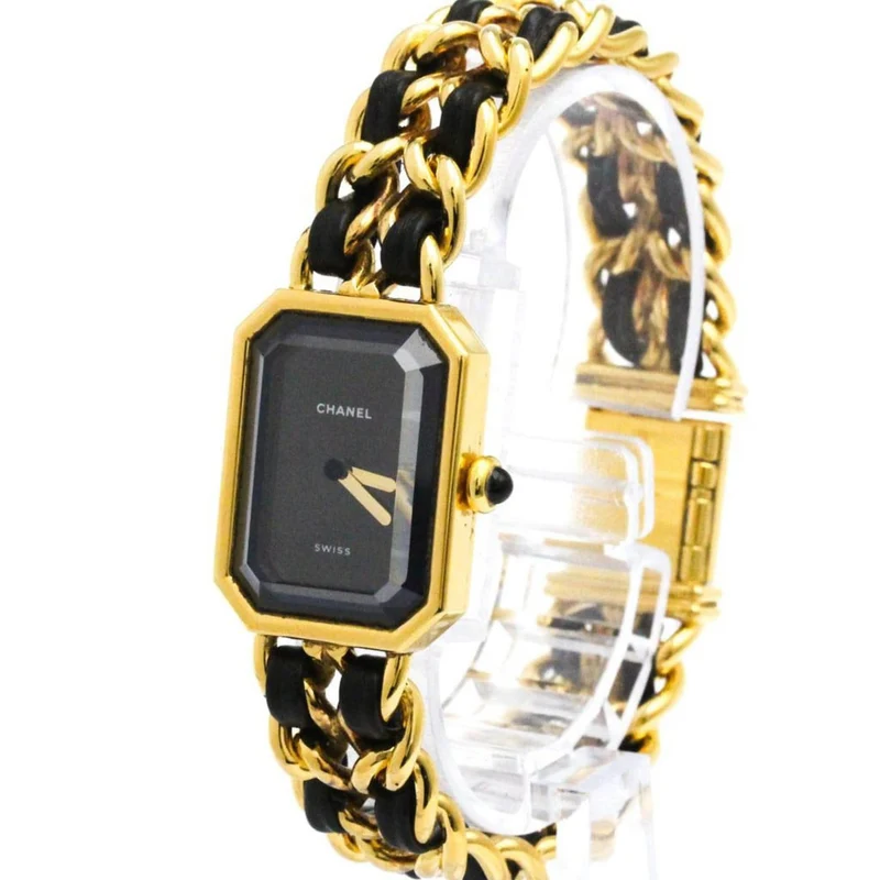 Chanel Première Rock - Quartz watch in plated metal and leather