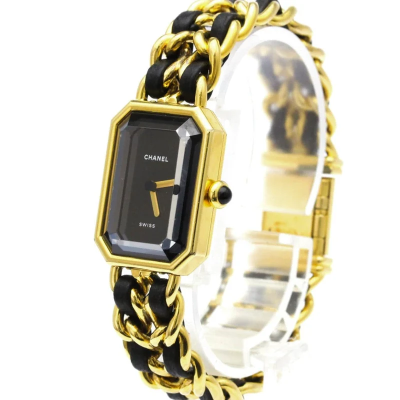 Chanel Première Rock - Quartz watch in plated metal and leather