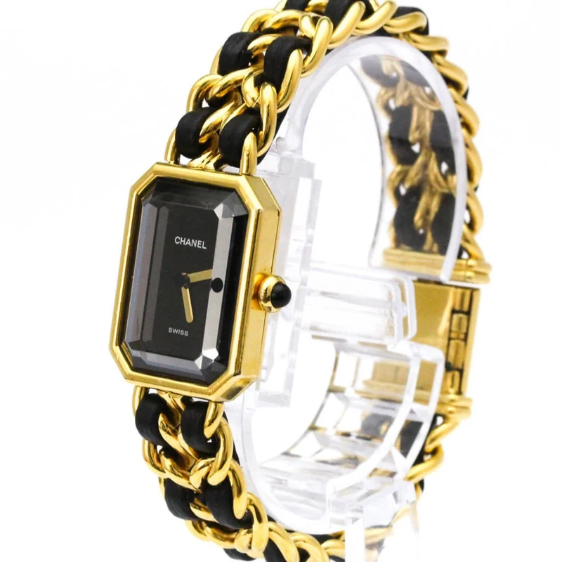 Chanel First Rock - Quartz watch in plated metal and leather